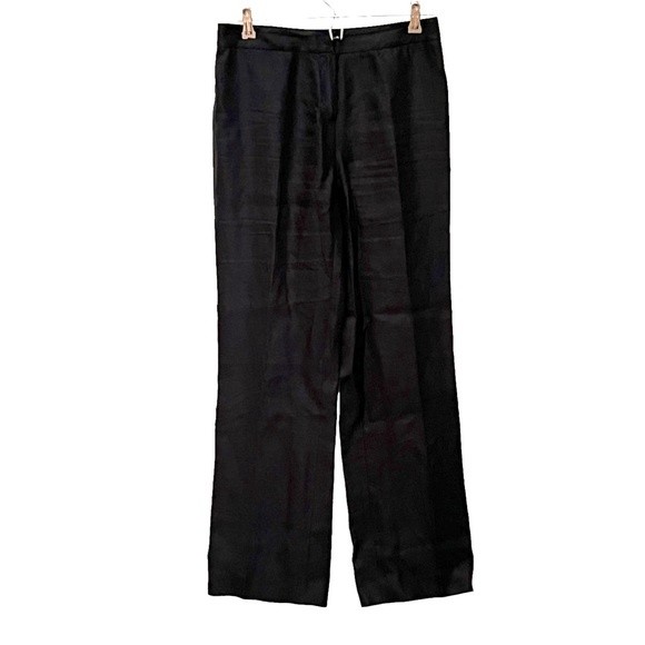 Lafayette 148 New York Black Linen Trousers Womens Size 2 Wide Leg Dress Pants
